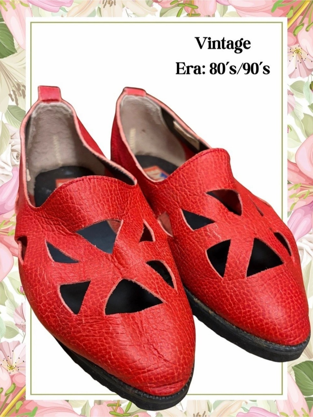 Vintage Matake Red Cutout Flats
